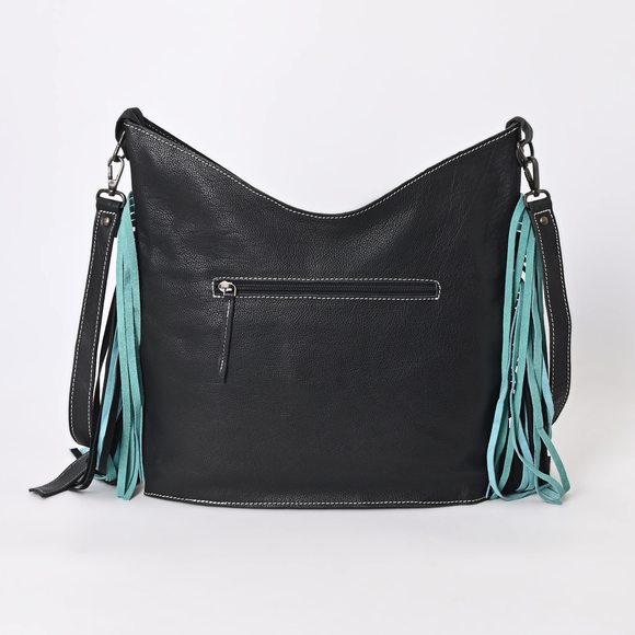 Leather Cross Body Bag Purse Sling Bag With Zier Natural Cowhide ;) - Picture 3 of 7